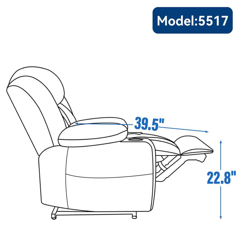 Cozy Power Lift Recliner with Massage & Heat - Heavy Duty Comfort in Blue