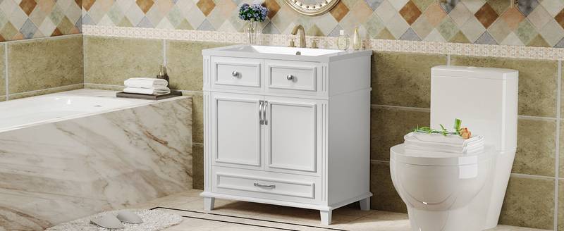 Charming Retro Bathroom Vanity with Soft Close Doors