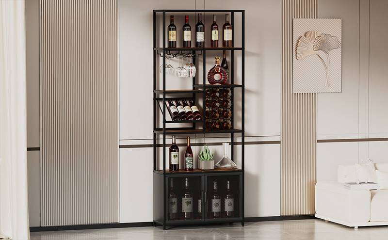Chic Industrial Wine & Glass Stand