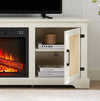 Cozy Farmhouse Rattan TV Stand with Fireplace Insert