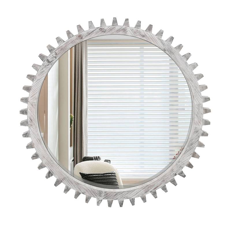 Rustic Gear-Shaped Decorative Mirror