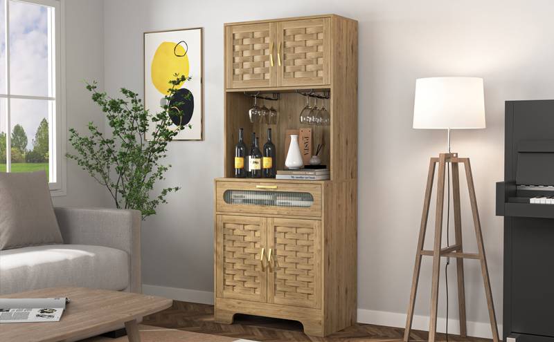 Stylish Tall Pantry & Bar Cabinet