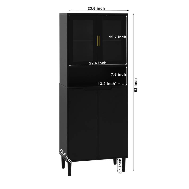 Sleek Adjustable Glass Door Bookcase - Black storage for Living & Bedroom