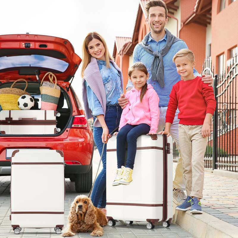 Lightweight White Luggage Trio with TSA Lock