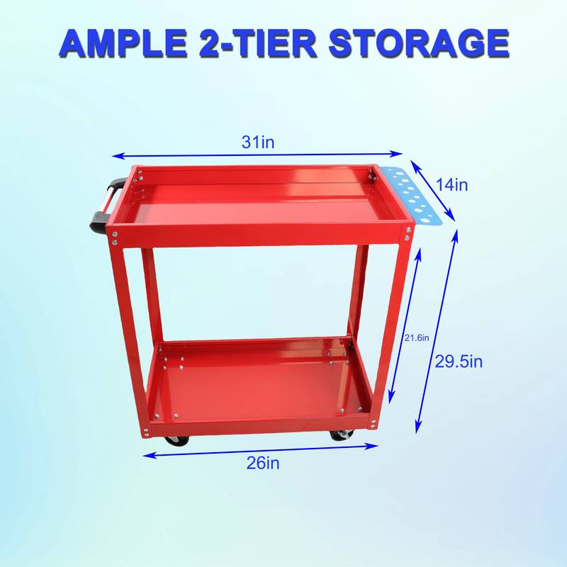 Red Heavy-Duty Rolling Tool Cart