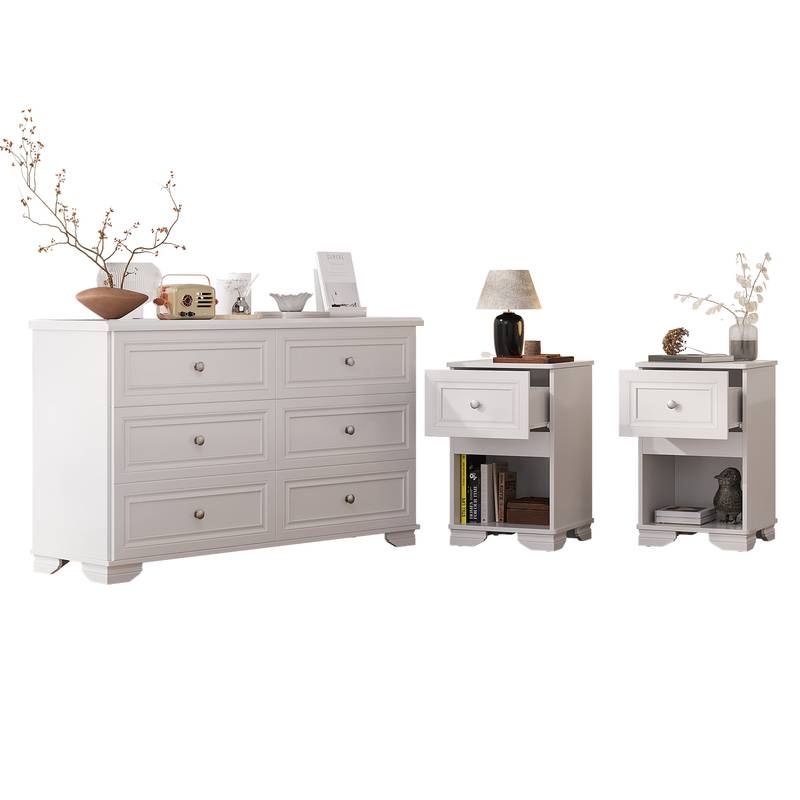 Chic Retro Bedroom Collection with Elegant Dresser and Nightstands