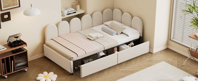 Cozy Velvet Twin Daybed with Storage Drawers