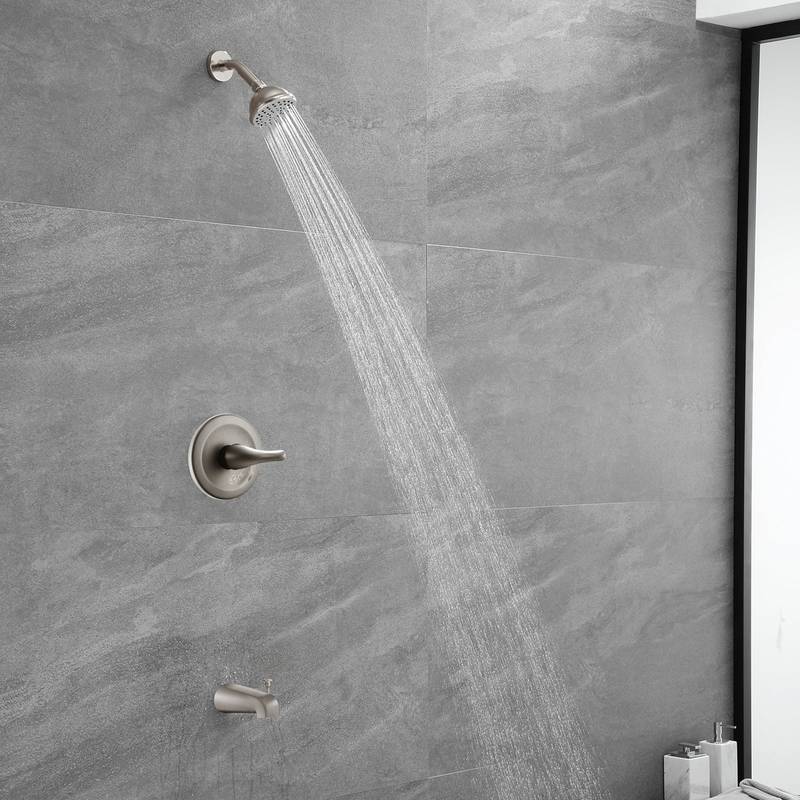 Sleek Brushed Nickel Shower & Tub Combo
