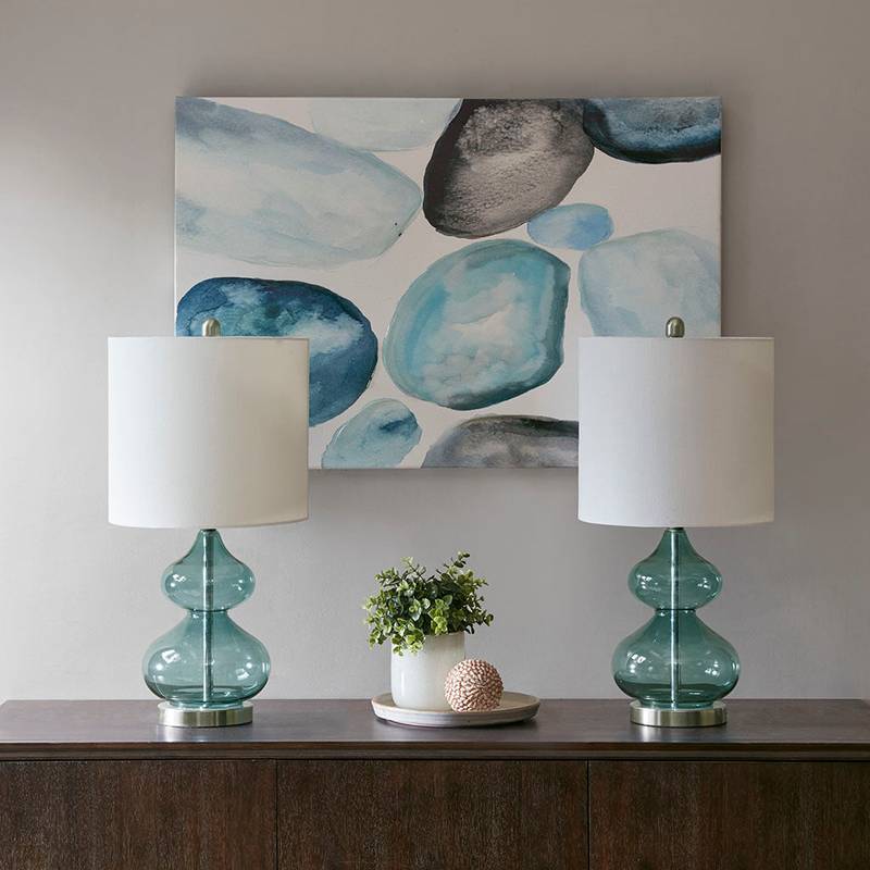 Sleek Ellipse Glass Table Lamps - Set of Two