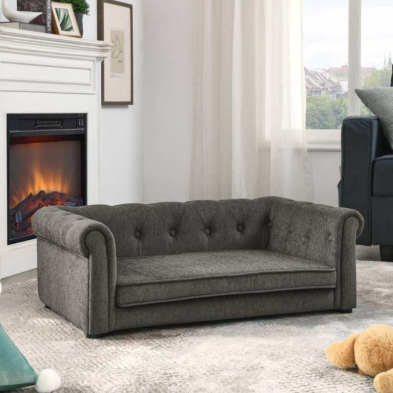 Chic Elevated Dog Couch - Stylish Comfort for Small and Medium Pups