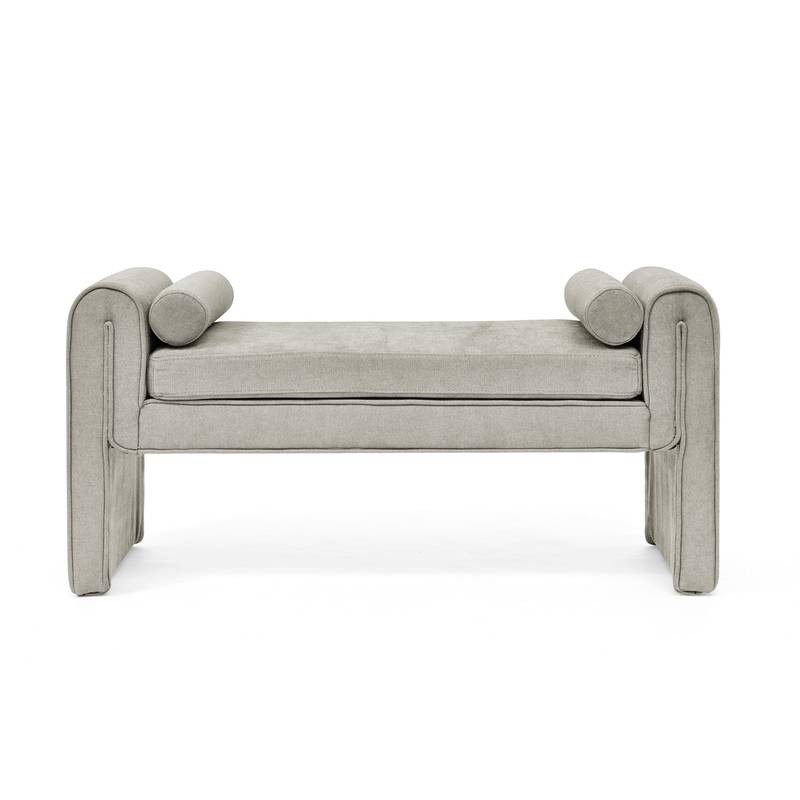 Cozy Gray Linen Bench