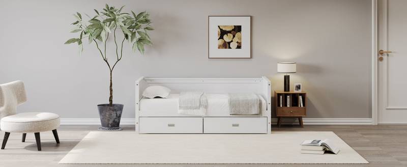 Cozy White Twin Daybed with Storage Drawers