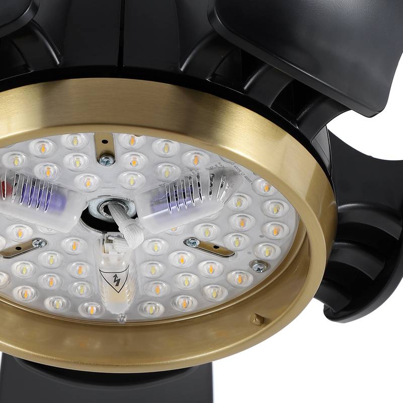 Smart Ceiling Fan with Sleek Matte Black Finish and Antique Brown Blades