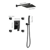 Luxury Matte Black Rainfall Shower Set with Body Jets and Handheld Wand
