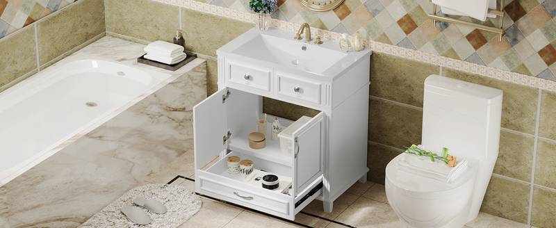 Charming Retro Bathroom Vanity with Soft Close Doors