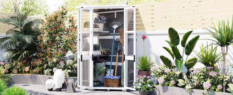 Garden Storage Haven: Stylish Outdoor Shed and Mini Greenhouse