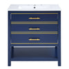 Navy Bliss: Stylish Bathroom Vanity with Open Storage