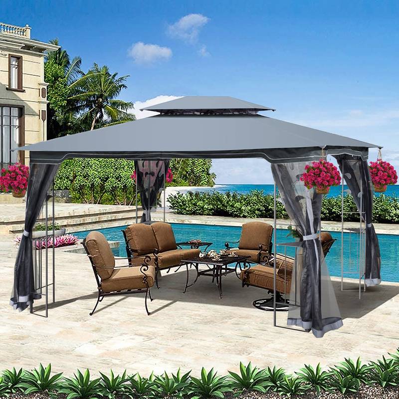 Cozy Outdoor Gazebo with Ventilated Roof & Mosquito Net