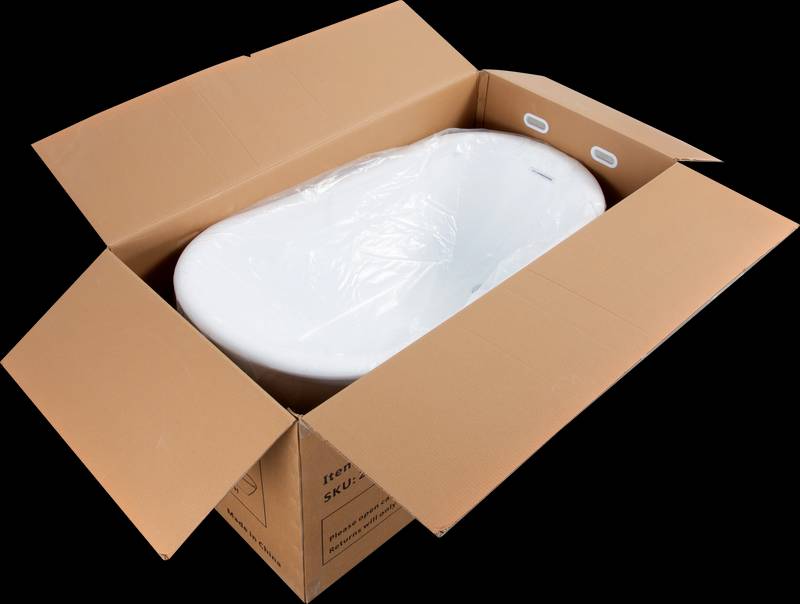 Sleek White Acrylic Freestanding Soaking Tub with Chrome Overflow