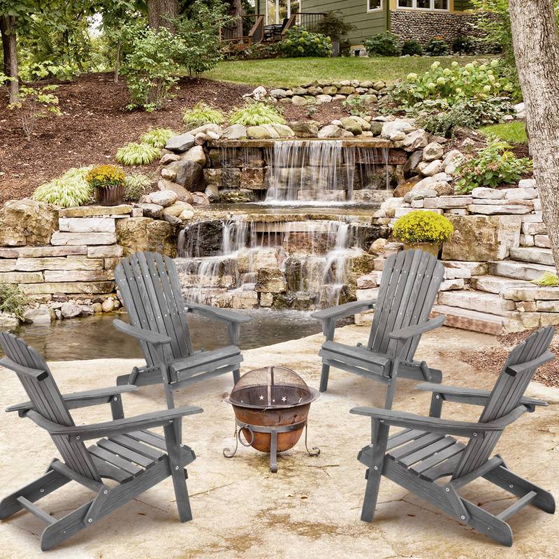 Cedar Folding Adirondack Lounge Chairs - Set of Two