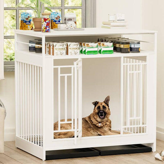 Stylish Wooden Dog Crate with Storage for Large Dogs