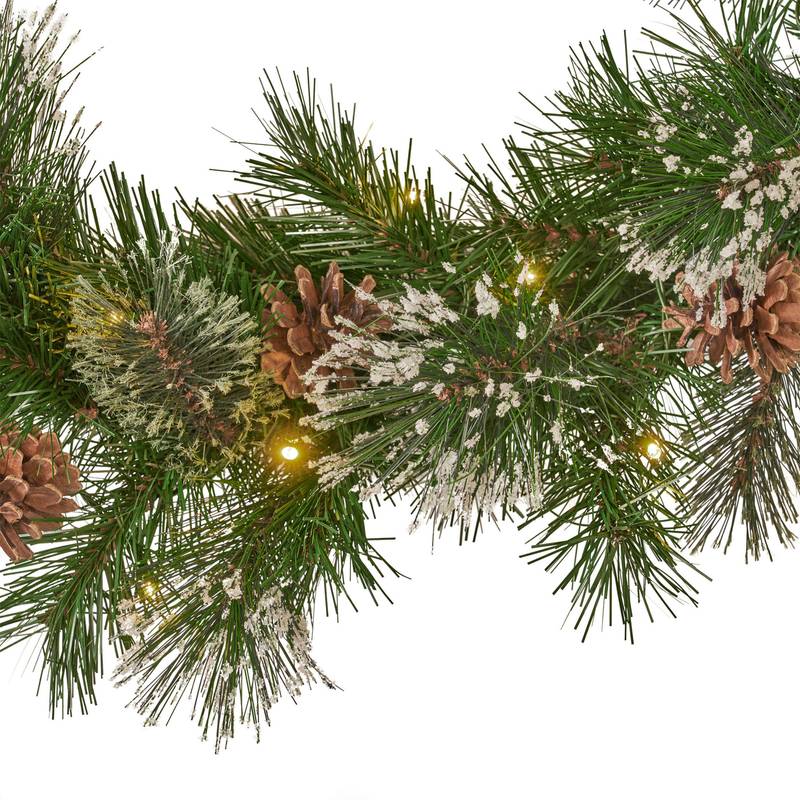 Cozy Cashmere Garland with Pine Cones & Warm LED Lights