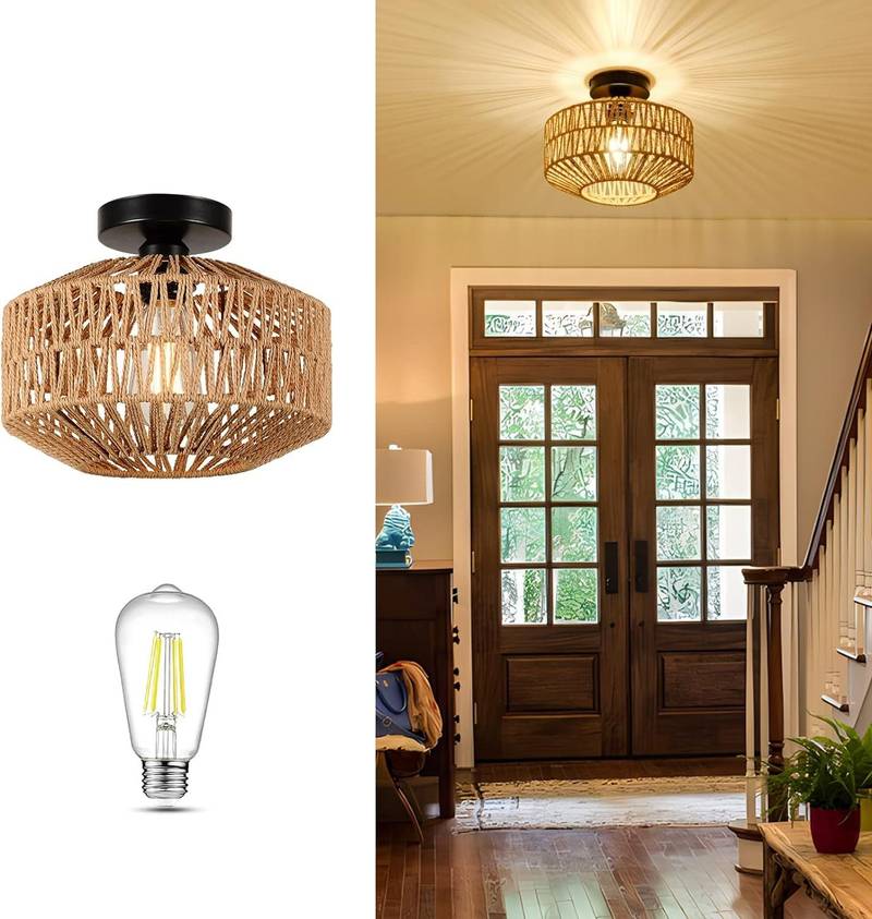 Chic Boho Rattan Ceiling Light