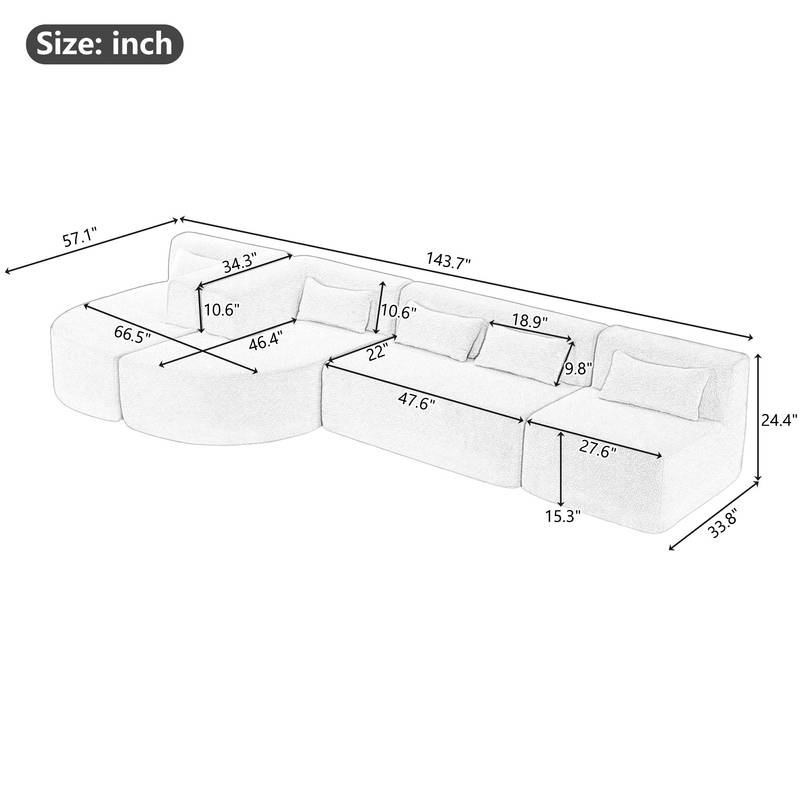 Chic Black Modular Sofa with Loungers and Plush Pillows
