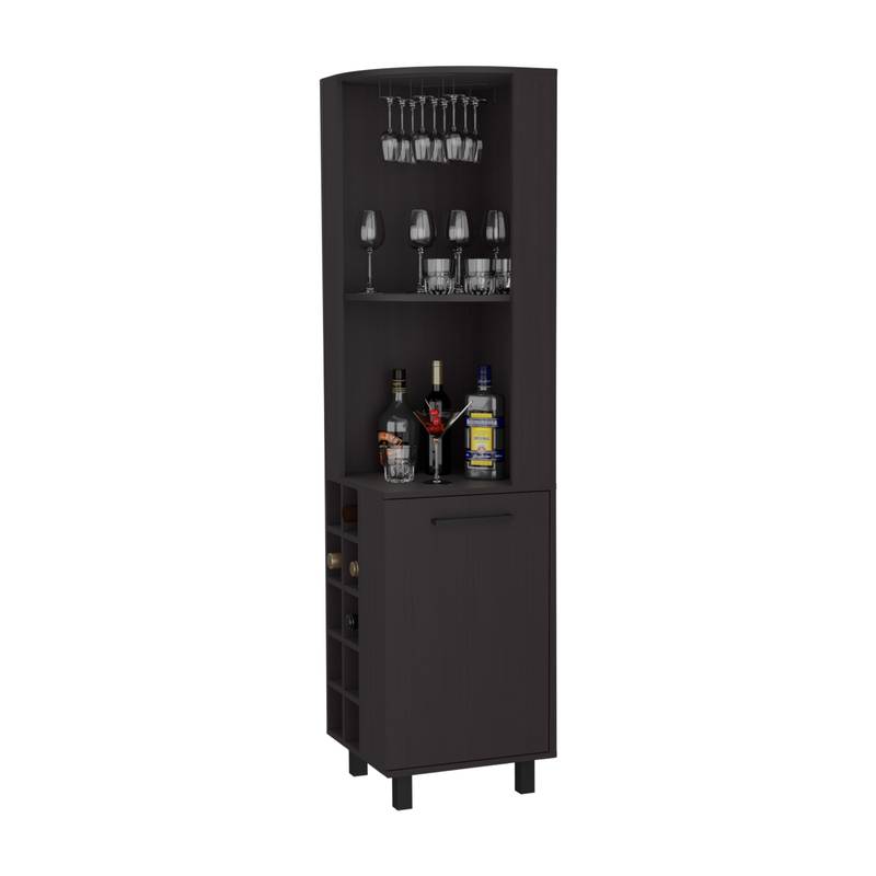 Leah Corner Bar Cabinet - Stylish Storage & Wine Rack in Wengue