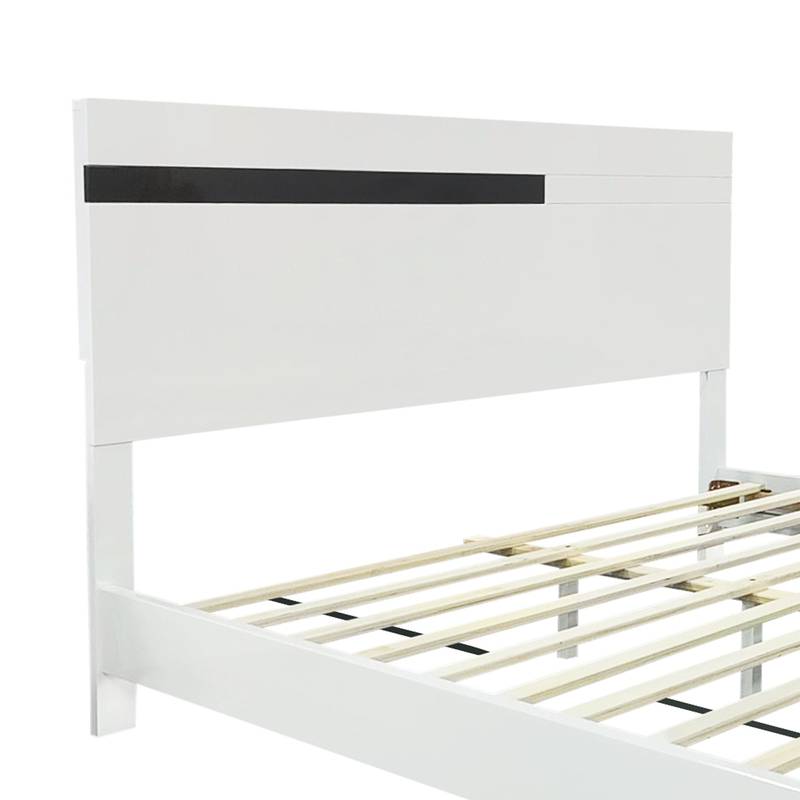 Sleek White LED Bedroom Set with Floating Bed & Nightstands