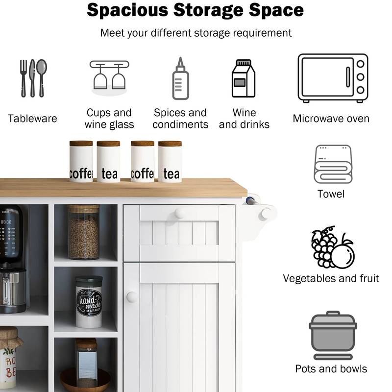 Versatile Kitchen Island Cart with Storage & Locking Wheels