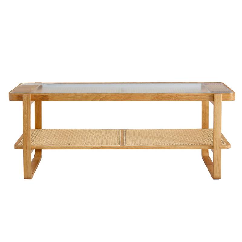 Chic Double-Layer Wooden Tea Table