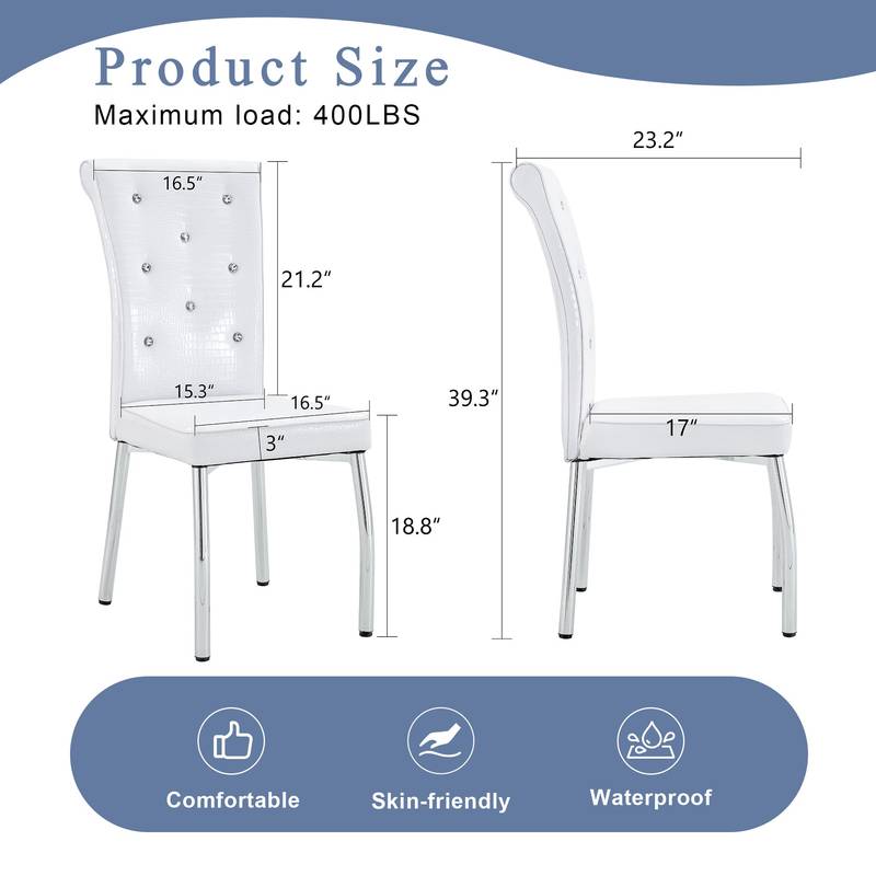 Chic Alligator Skin Dining Chairs with Crystal Accents