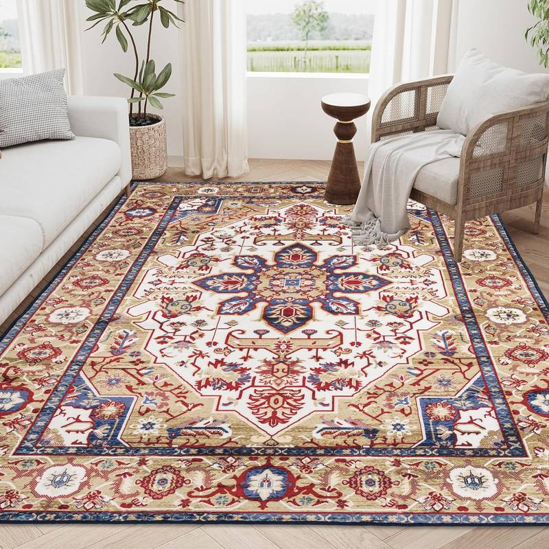 Boho Bloom Non-Slip Washable Area Rug