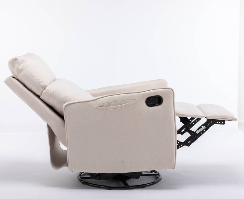 Cozy Beige Swivel Rocker Glider Chair