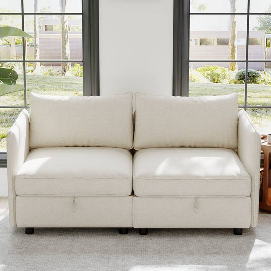 Cozy Mid-Century Loveseat with Hidden Storage