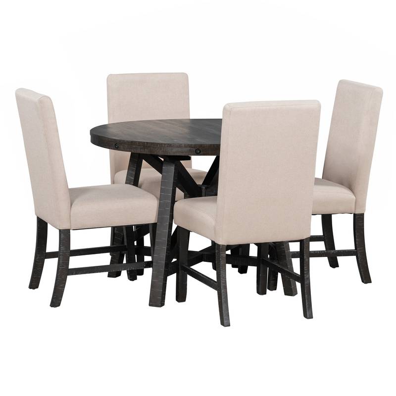 Retro Chic Dining Set with Expandable Table and Cozy Chairs