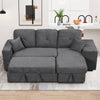 Versatile L-Shaped Sofa Bed with Side Shelf & Stools