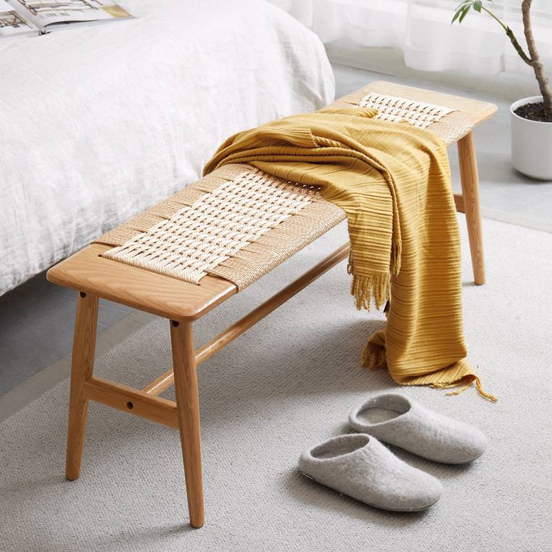 Cozy Woven Oak Bench
