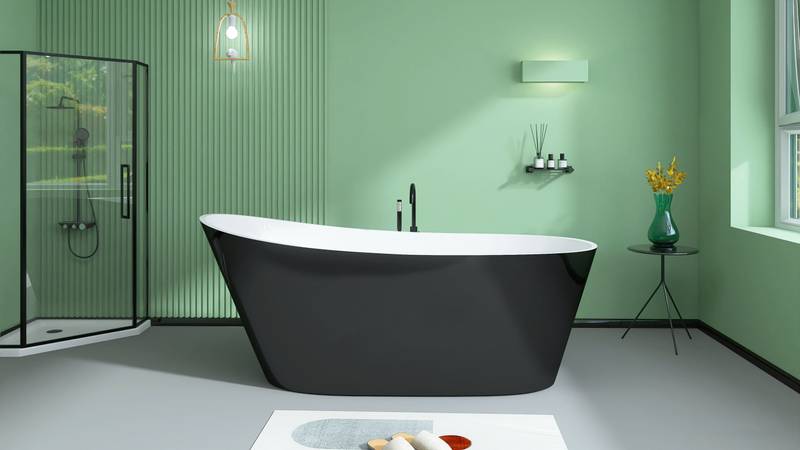 Sleek Oval Soaking Tub - Adjustable Freestanding Design with Stylish Overflow & Drain