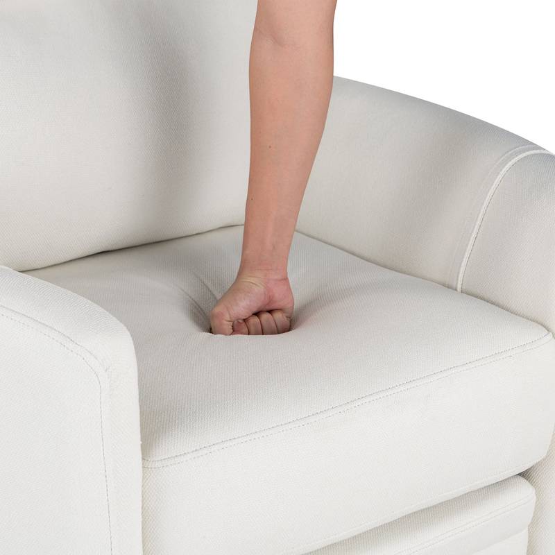 Cozy Beige Swivel Rocker Recliner with Pillows