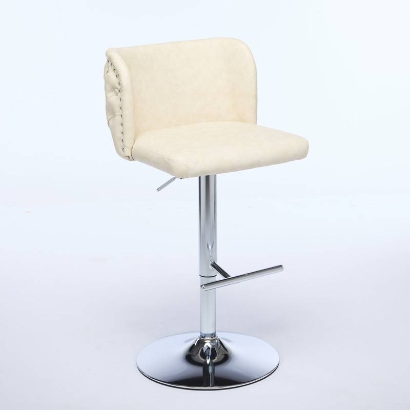 Chic Beige Swivel Bar Stools - Set of Two