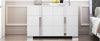 Chic White Mirror Dresser with Metal Handles