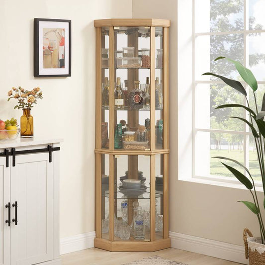 Elegant Corner Curio Cabinet with Lighting