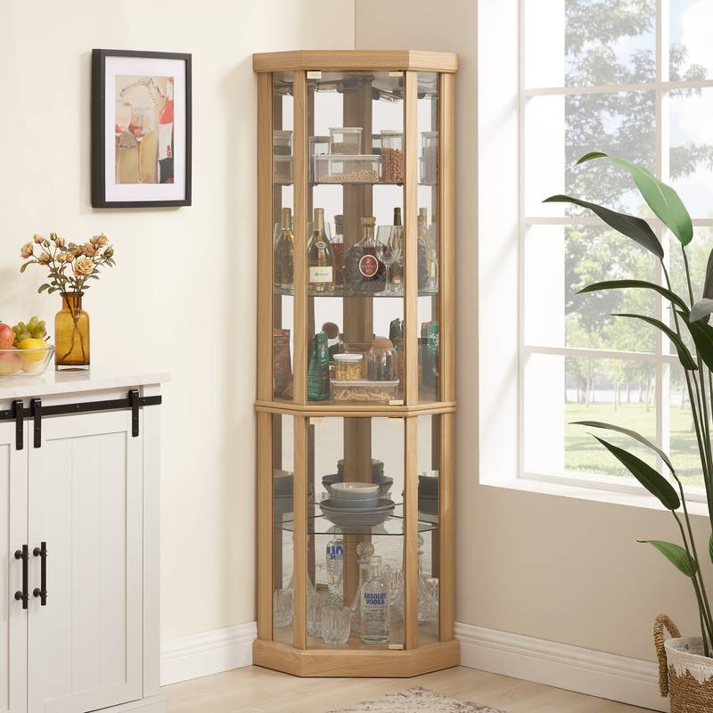 Elegant Corner Curio Cabinet with Lighting