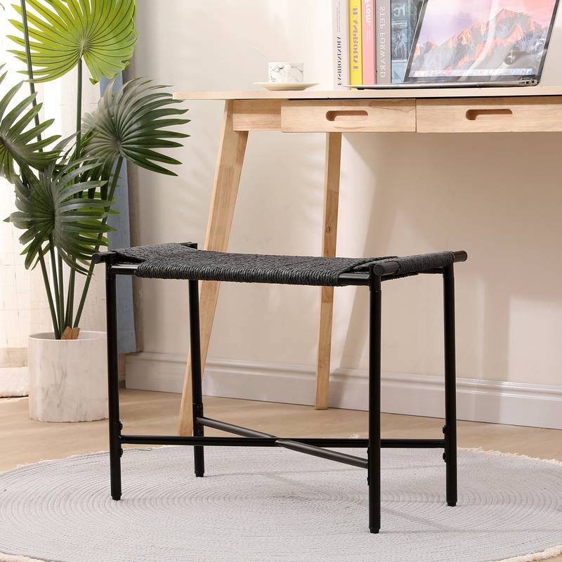 Chic Handwoven Footstool – Stylish Comfort for Any Room