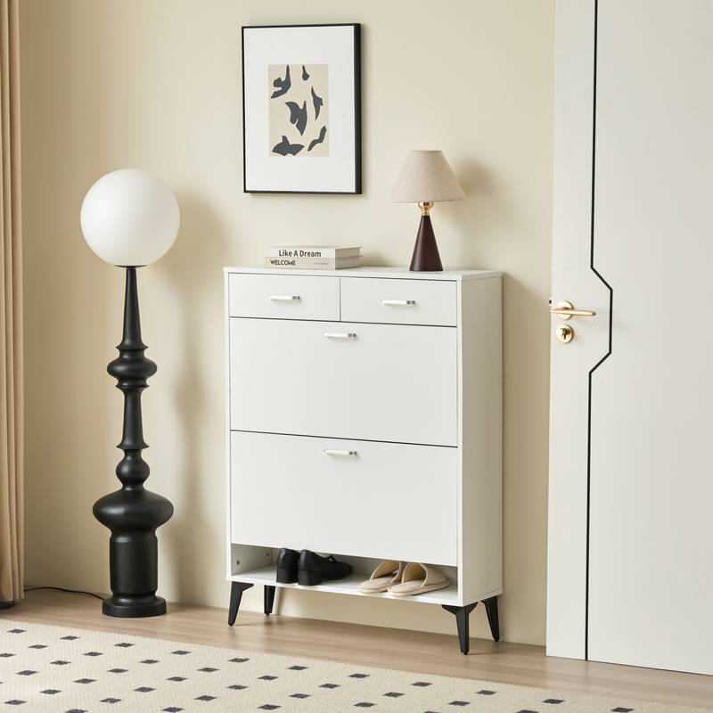 Sleek Shoe Storage Cabinet with Flip Drawers - Perfect for Entryway & Bedroom!