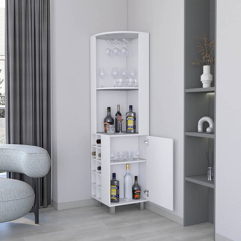 Leah’s White Corner Bar with Wine Rack