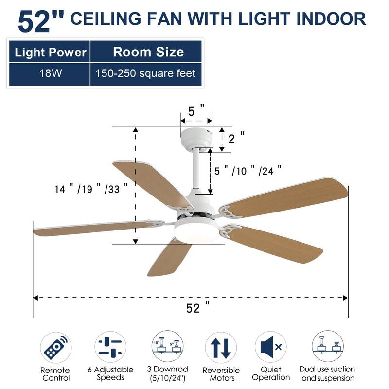 Breezy Bliss Ceiling Fan with Remote and Dimmable Light