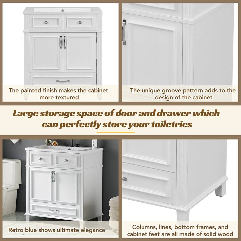 Charming Retro Bathroom Vanity with Soft Close Doors